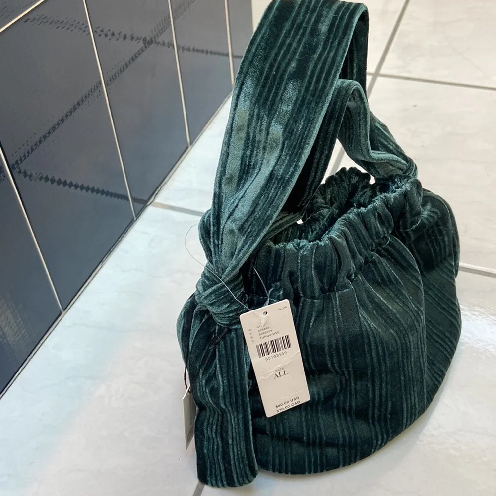 Anthropologie Turquoise Small Velvet/Velour Bag - Picture 2 of 7